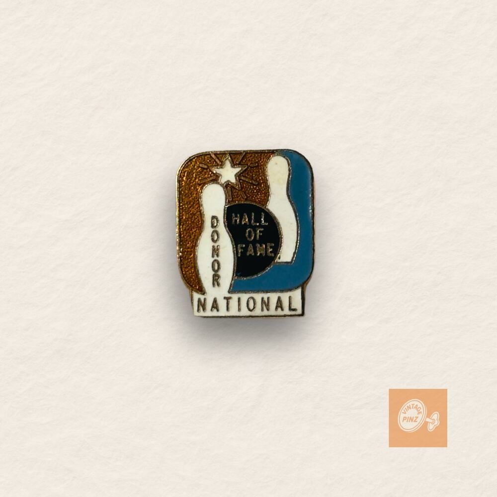 National Honor Hall of Fame Bowling Enamel Pin – Retro League Award Badge